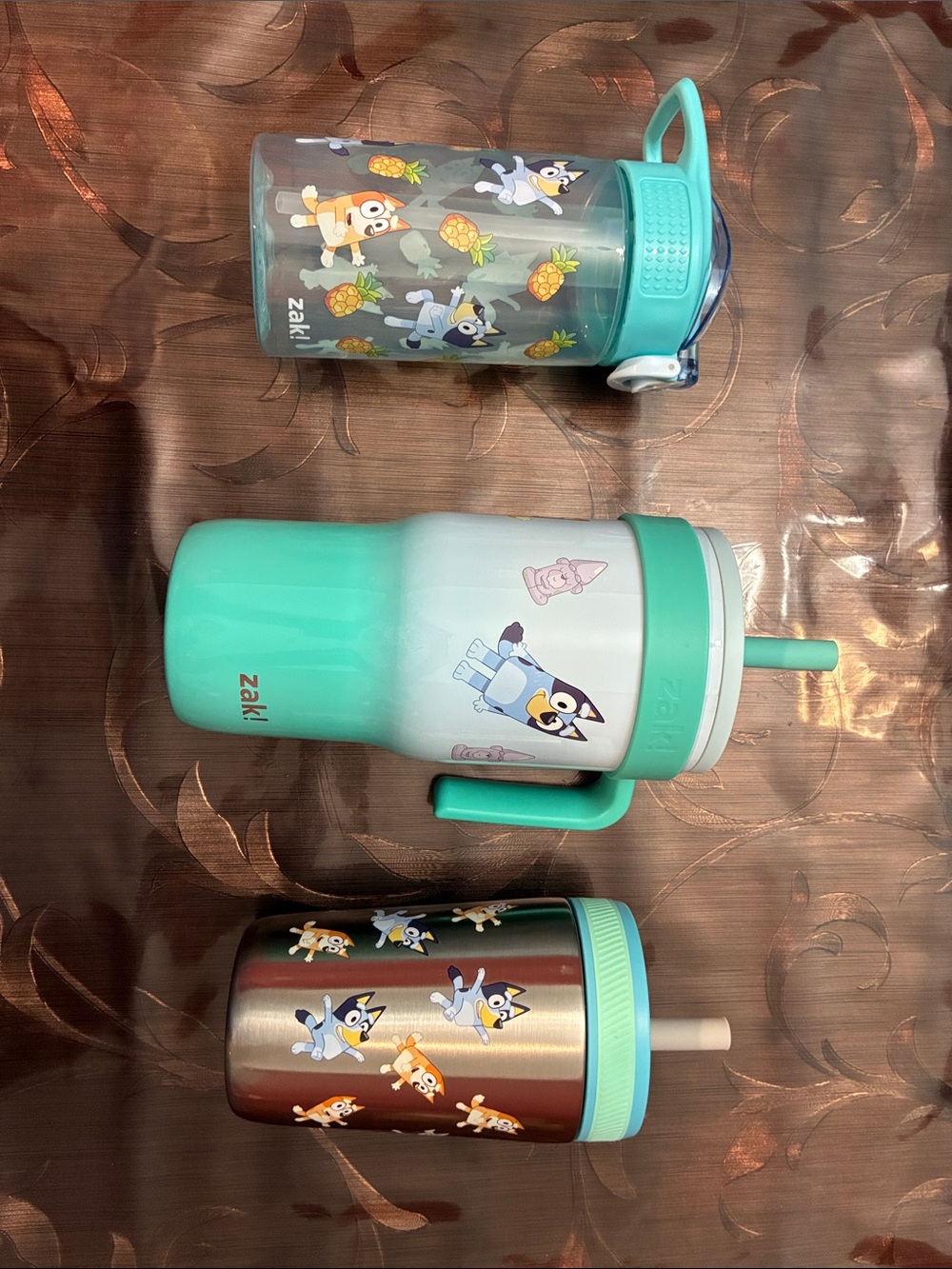 Bluey Mint Green Kids Stainless Steel and Plastic Sippy Cups with Straw - Mint